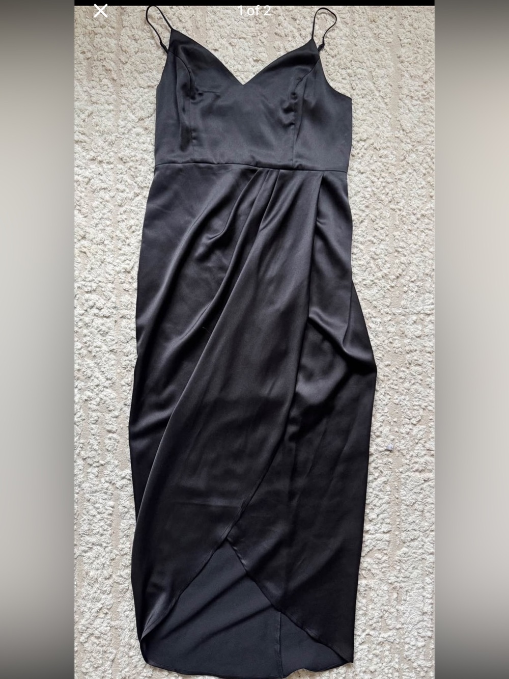 Express Black Asymmetrical Satin Midi Skirt